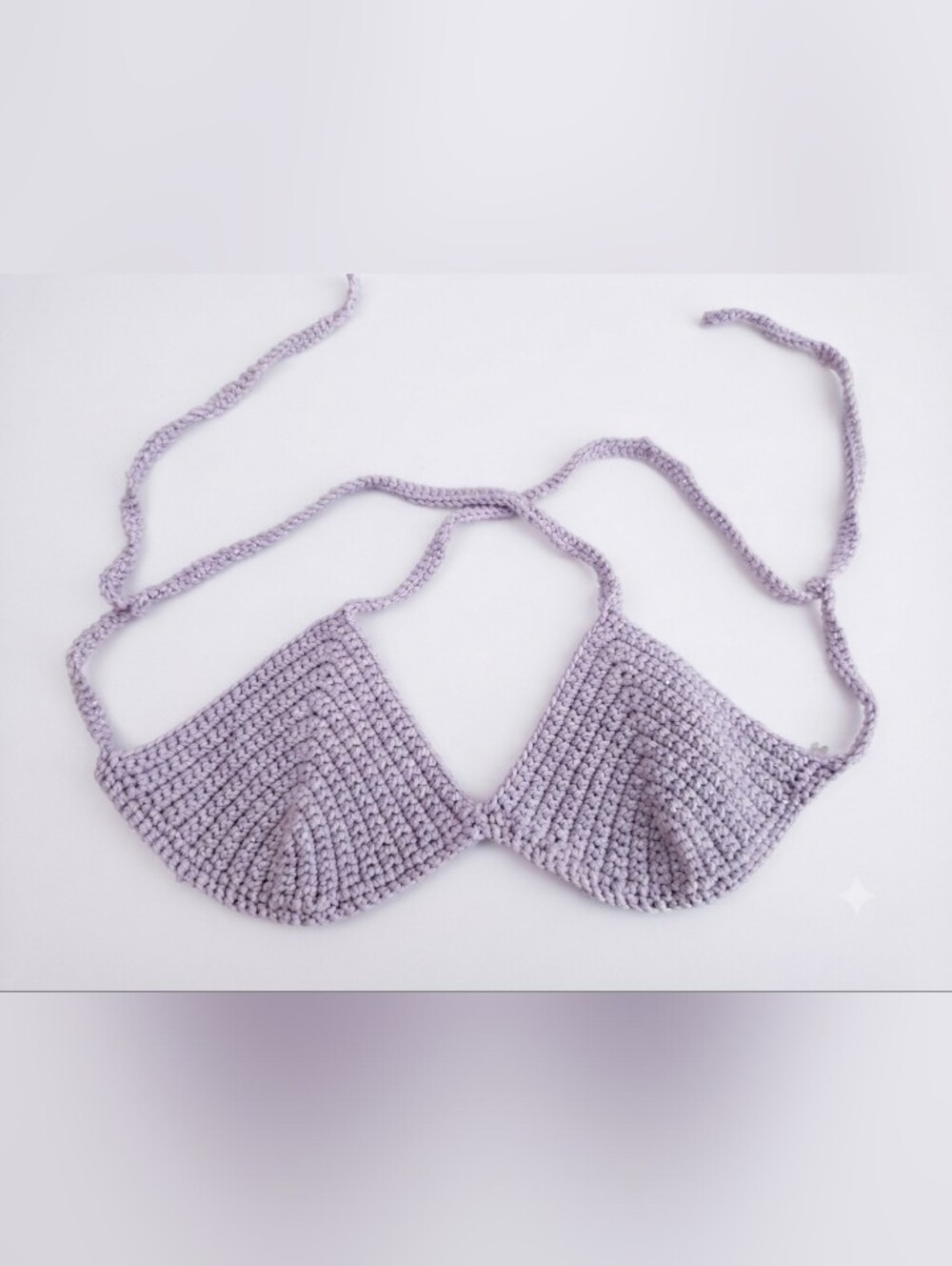 Handmade Sparkly Lavender Crochet Bikini Top